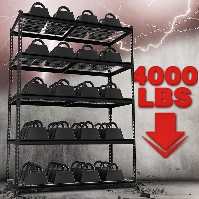 WORKPRO 5-Tier Metal Shelving Unit, 48”W x 24”D x 72”H, Heavy Duty Adjustable - Image 4