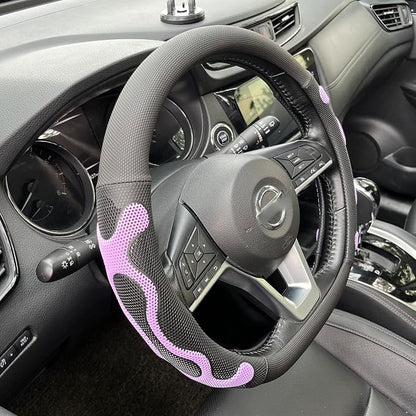 PINCTROT D Shaped Comfy Grip Steering Wheel Cover, Anti-Slip Design, Flat by PINCTROT