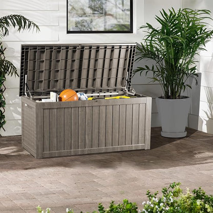 200 Gallon Lockable Resin Deck Box, Waterproof & UV-Resistant Outdoor Storage - Image 5