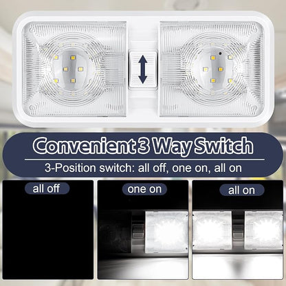 1 Pack RV Lights Interior 12V Led 8W Ceiling Double Dome Camper Light 600 Lumen - Image 2