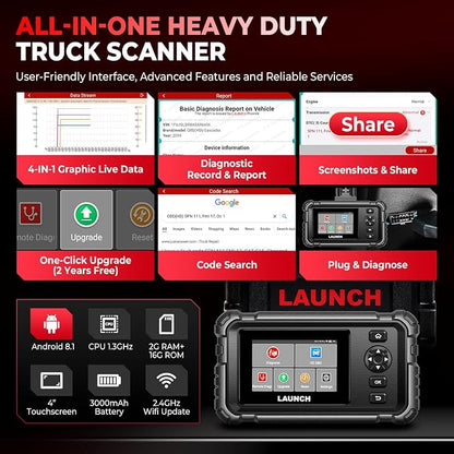 LAUNCH CRP129 HD Heavy Duty Truck Scanner, Full System Diesel Scanner - Image 7