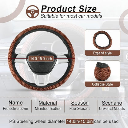 alpmosn Elastic Stretch Steering Wheel Cover, Breathable Microfiber Ice Silk - Image 2