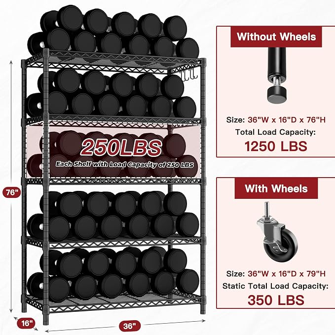 PrimeZone 36" W x 16" D x 79" H Wire Storage Shelves - Image 3