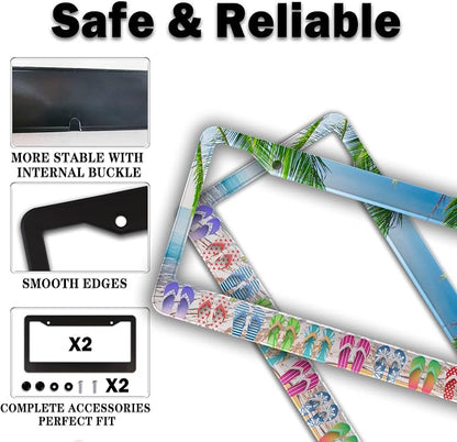 License Plate Frames Multicolor Car License Plate Frame Hawaii Beach Flip Flops - Image 4