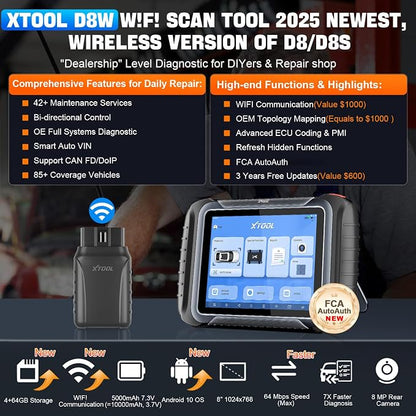 XTOOL D8W Wireless Bidirectional Scan Tool, 2025 OBD2 Scanner - Image 2