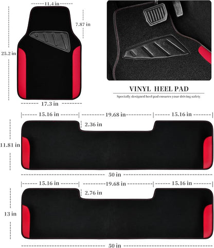 CAR PASS Waterproof Universal Faux Leather 3Row Car Floor Mats, Set of Vehicles - Image 2