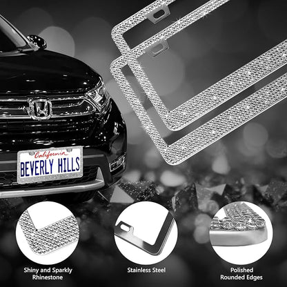 2 Pack Silver Bling License Plate Frames - Image 3
