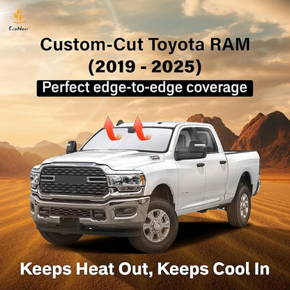 for RAM Pickup Truck Accessories 2019-2024 2025 EcoNour Car Windshield Sunshade - Image 2