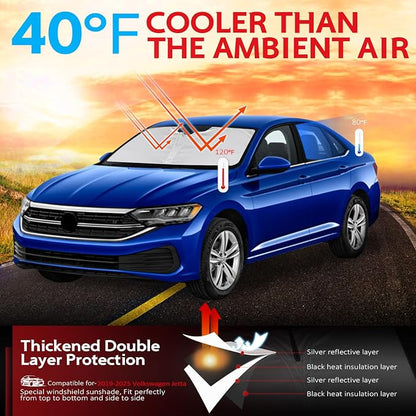 KAYZT Windshield Sun Shade for 2019-2025 Volkswagen VW Jetta Foldable Sunshade - Image 2