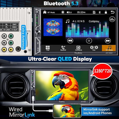 7" Double Din Car Stereo with Wireless Apple CarPlay and Android Auto, 240W - Image 5