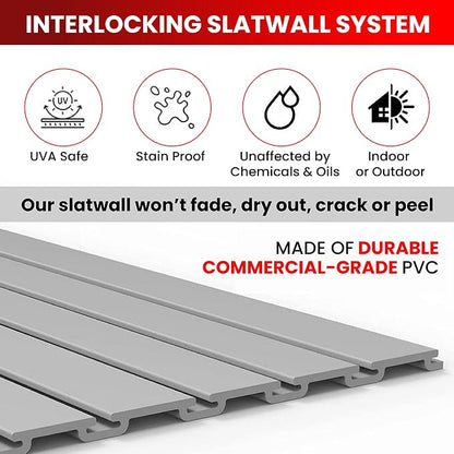 DLDIRECT Slatwall Panel Garage Wall Organizer: Heavy Duty Wall Mounted PVC Rack - Image 2