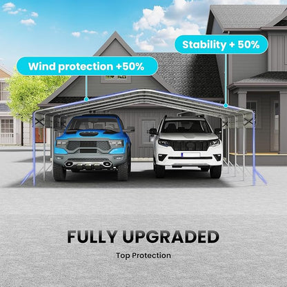 20x20 Carport, Heavy Duty Metal Car Port, All-Weather Protection, Easy Assembly - Image 6