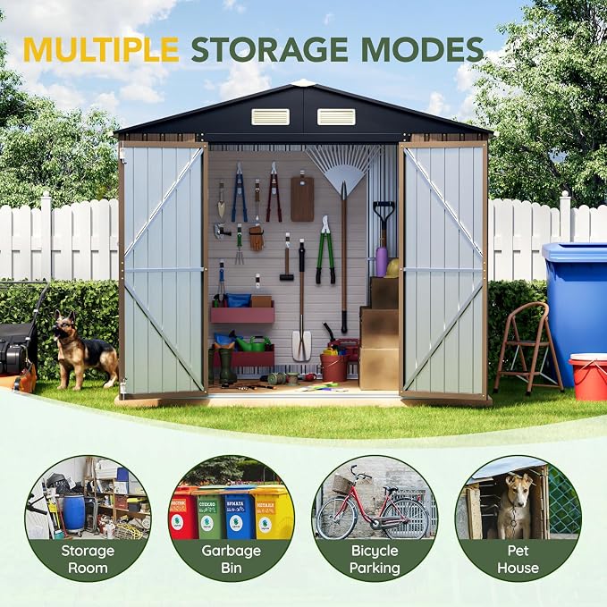 Breezz 6X8FT Outdoor Steel Storage Shed - Image 4