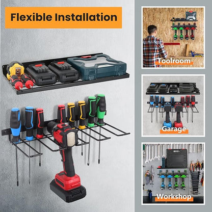 Power Tool Organizer Wall Mount, Cordless Drill Holder and Battery Shelf - Image 5