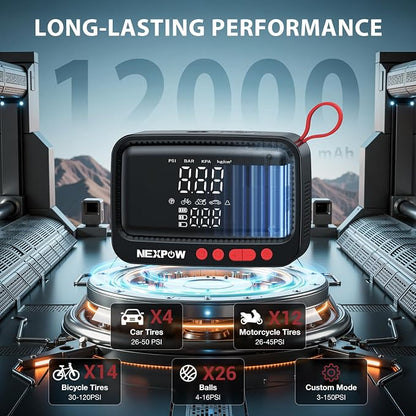 NEXPOW Tire Inflator Portable Air Compressor, 150 PSI Cordless Air Pump - Image 3