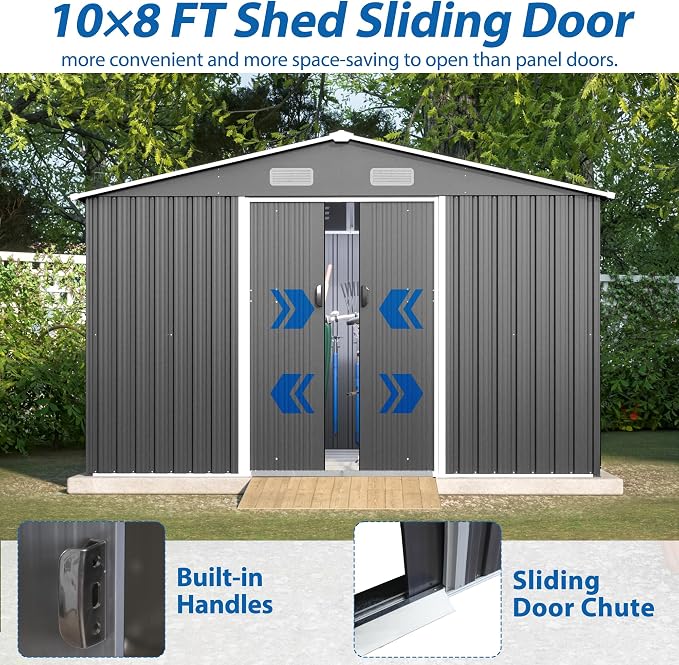 10X8 FT Outdoor Metal Storage Shed - Image 5