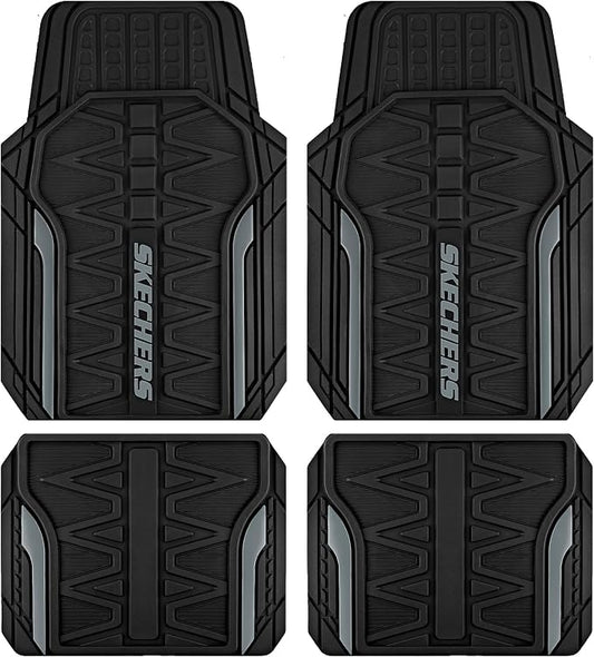 Skechers Car Floor Mats, Heavy Duty Rubber Car Mats Full Set, All Weather Floor by Skechers