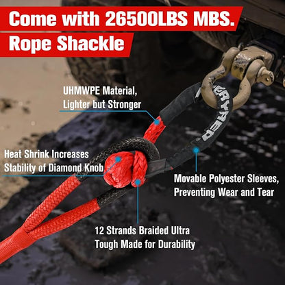 FieryRed 3/4” x 20FT Kinetic Recovery Rope Kit - Image 7