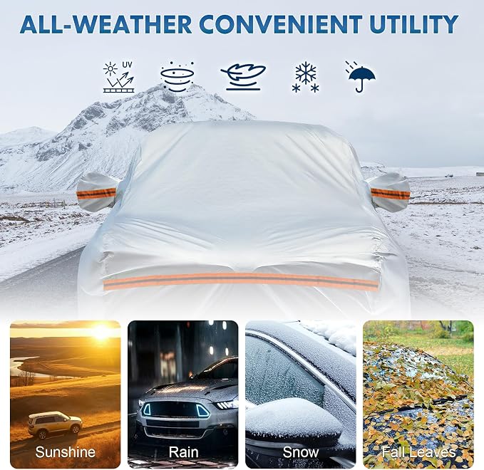 KEYOOG 6-Layer Full Car Cover is All-Weather Waterproof, Fit - Image 3