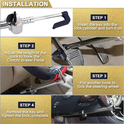 Tevlaphee Universal Steering Wheel Brake Lock Anti-Theft Retractable Double - Image 7