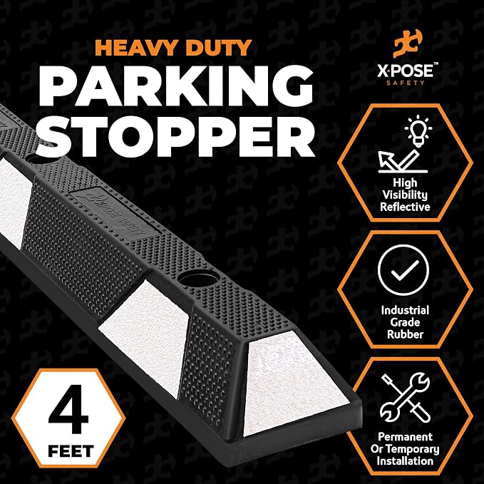 Xpose Safety 48" Heavy Duty Rubber Parking Stopper – 6 Pack Wheel Blocks - Image 2
