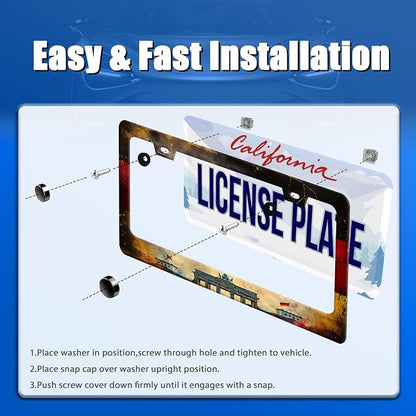 German Flag License Plate Frame Vintage Germany License Plate Stainless Steel - Image 3