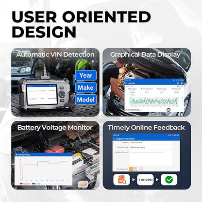 OBD2 Scanner TOPDON AD500, Oil SAS Throttle TPMS BMS EPB Reset, Engine ABS SRS - Image 4