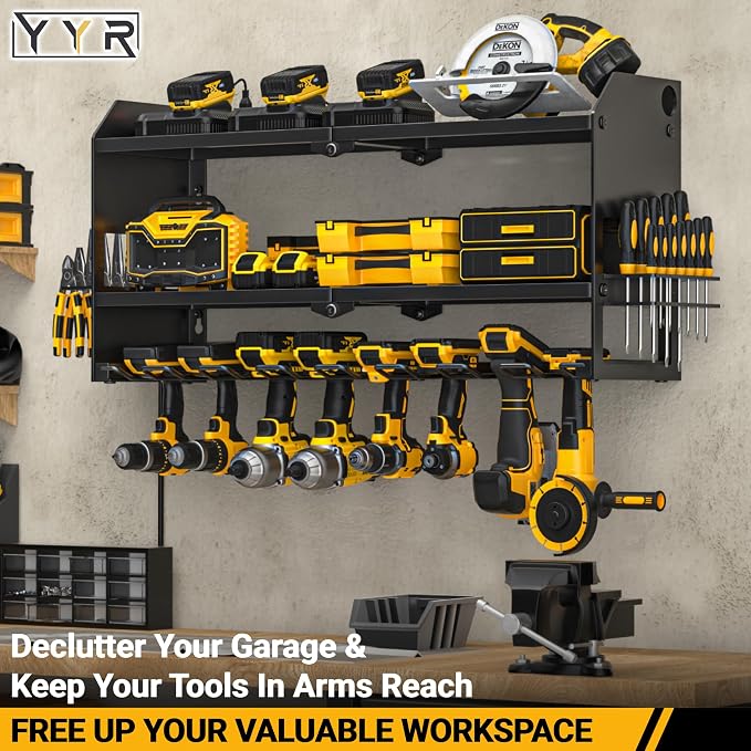YYR Power Tool Organizer with Charging Station Wall Mount, Cordless Drill and - Image 3