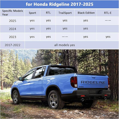 Binmotor-Floor Mats for 2017-2025 Honda Ridgeline Crew Cab, Front & 2nd Row - Image 2