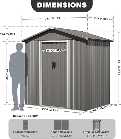 Nuu Garden 6 x 4 FT Outdoor Storage Shed - Image 4