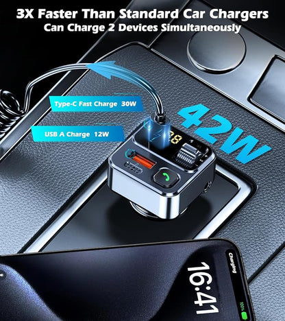 KAIY FM Transmitter Bluetooth Car Adapter, Car Radio Bluetooth Transmitter - Image 3