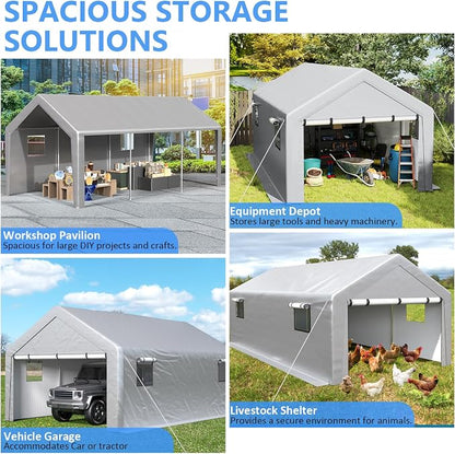 Carport 13x21ft Heavy Duty Large Outdoor Storage Shed - Image 5