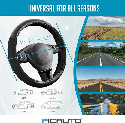 PIC AUTO Steering Wheel Cover, Silk Grain Leather Car Steering Wheel Protector - Image 6