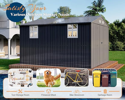 AMERLIFE 10.1x11.5x7.4 FT Galvanized Steel Storage Shed - Image 7