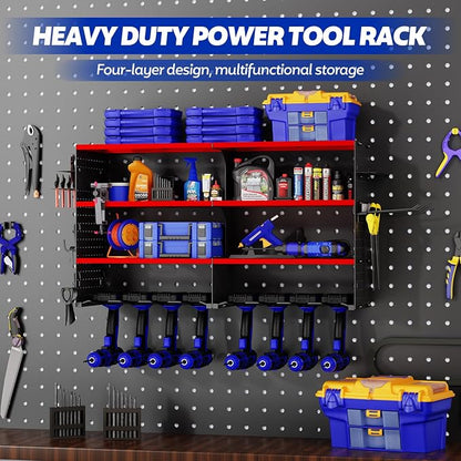 FAHKNS Power Tool Organizer Wall Mount, 4 Layer Heavy Duty Metal Tool Storage - Image 2