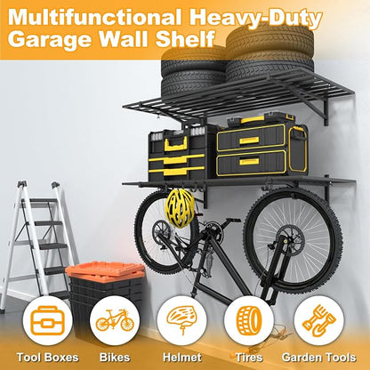 2-Pack 2×4ft Steel Garage Wall Shelving, 500lbs Each Load Capacity, Tool & - Image 2
