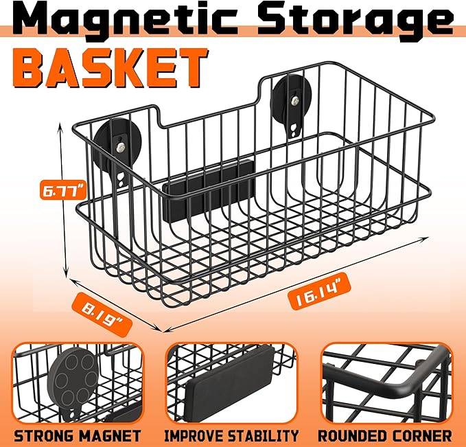 ULIBERMAGNET Magnetic Baskets, Large Capacity Metal Wire Mesh Basket Holder - Image 2