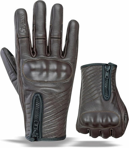 Full Finger Leather Motorcycle Gloves by MOTO5