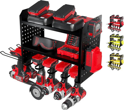 Power Tool Organizer-6 Drill Holder Wall Mount, 3 Tier Heavy-Duty Hand Tool by BUILTSTRONG