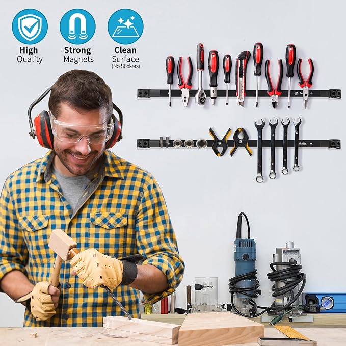6 Pieces 24" Magnetic Tool Holder Strip, Metal Tool Organizer Rack - Image 2