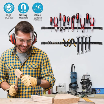 6 Pieces 24" Magnetic Tool Holder Strip, Metal Tool Organizer Rack - Image 2