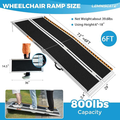 LEMNISCATE 6FT Wheelchair Ramp, 29.2” W Non-Slip Portable Ramps - Image 2