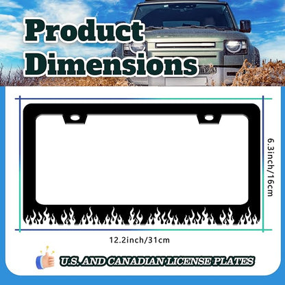 Black and White Flame License Plate Frame Fire License Plate Holder - Image 3