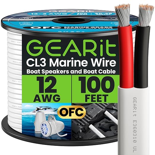 GEARit Speaker Wire 12 Gauge, Duplex 2-Conductor, Speaker Wires by GEARit