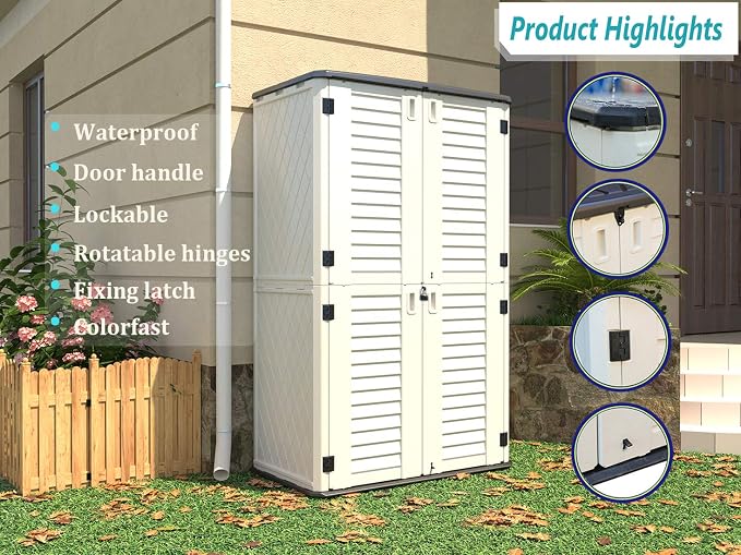 HOMSPARK Storage Shed Weather Resistance, Outdoor Storage Cabinet - Image 5