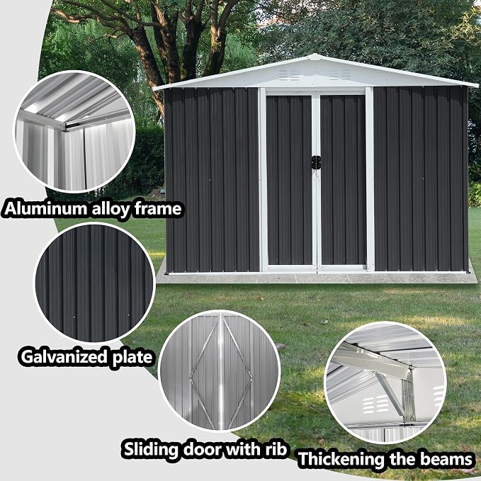 8x6 FT Outdoor Storage Shed, Metal Shed - Image 5