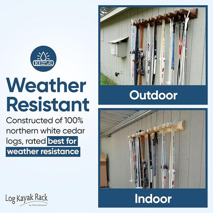 14-Place Log Ski Rack Wall Mount, Indoor Ski Storage Rack - Image 5