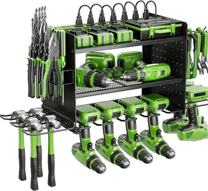 Power Tool Organizer, 3 Layer 8 Drill Holder Wall Mount, Tool Shelf and Storage by Tccxfot