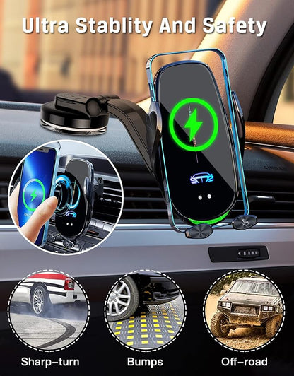Wireless Car Charger Mount, Fast Charging Auto Clamping 15W Intelligent Dual - Image 3