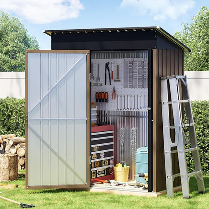 5x3FT Vertical Outdoor Steel Storage Shed, Lockable Doors, Compact Metal Tool by BreezZ